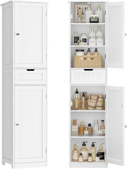 67" H Tall Narrow Bathroom Cabinet with Adjustable Shelves