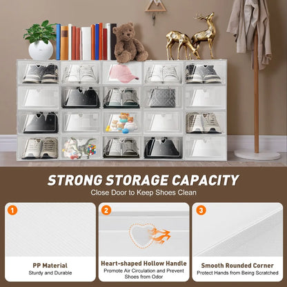 20 Pack Shoe Box Stackable Shoe Organizer