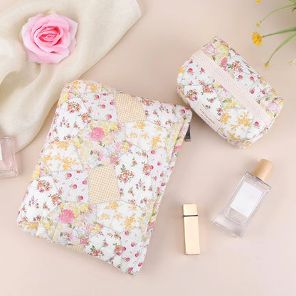 2Pcs Quilted Makeup Bag