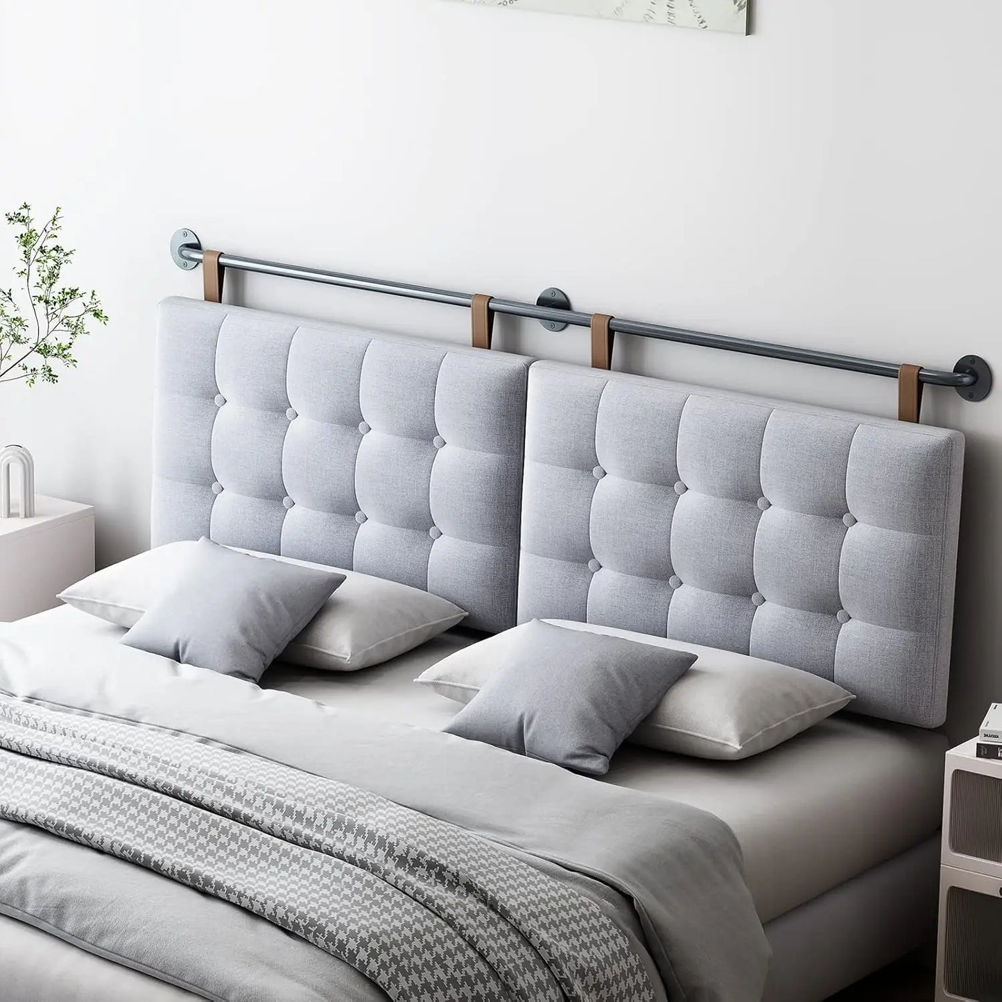 Headboard Wall Mounted Headboards for Bed with Linen Upholstery Hanging Headboard for Bedroom