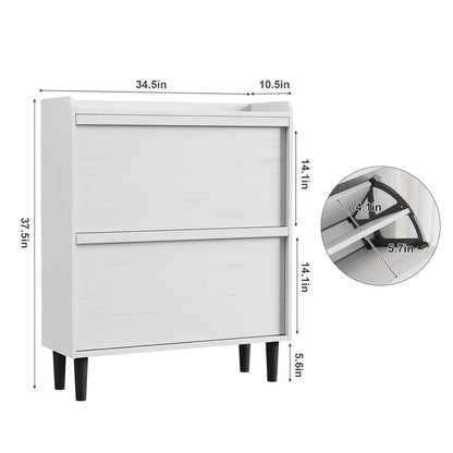 Shoe Storage Cabinet with 2 Flip Drawers with Adjustable Shelf