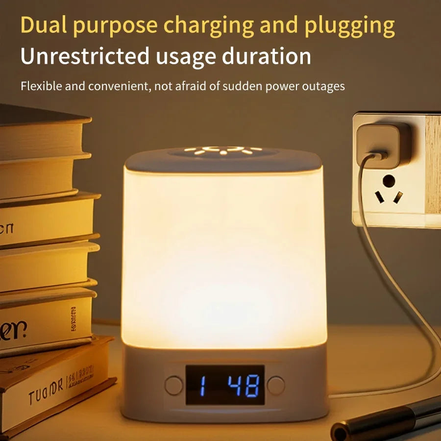 Remote Control Rechargeable Table Lamp with Clock