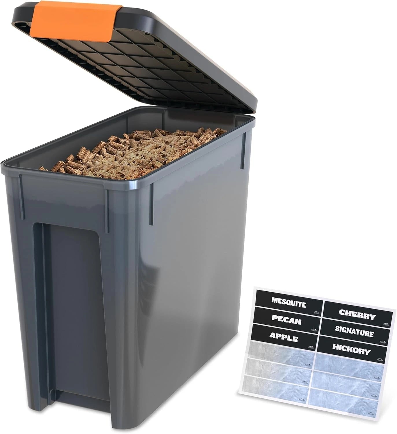 Grill Pellet Storage Bin with Locking Lid, 22lb Capacity