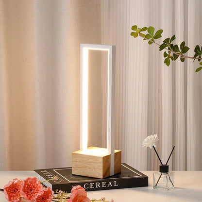 LED Table Lamp USB Nightstand Lamp Dimmable Wooden Base