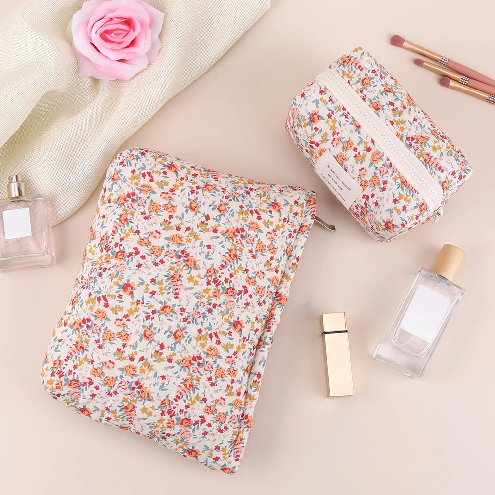 2Pcs Quilted Makeup Bag