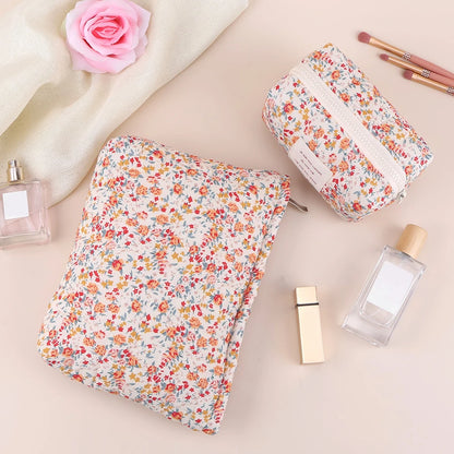 2Pcs Quilted Makeup Bag