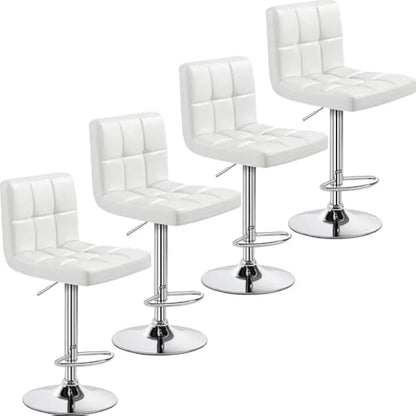Set of 2 Adjustable PU Leather Swivel Barstools
