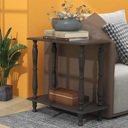 2-Tier Narrow Wooden End Table