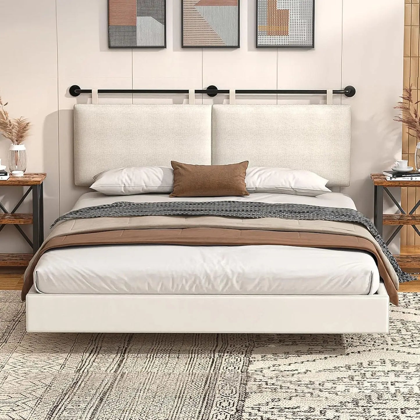 Headboard Wall Mounted Headboards for Bed with Linen Upholstery Hanging Headboard for Bedroom