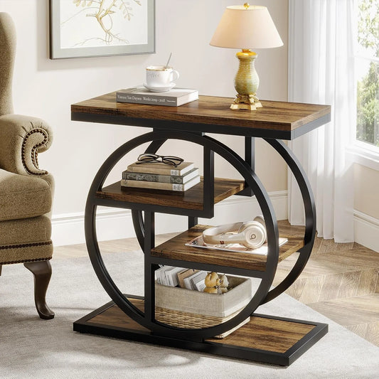 4-Tier Narrow Side Table with Storage Shelves
