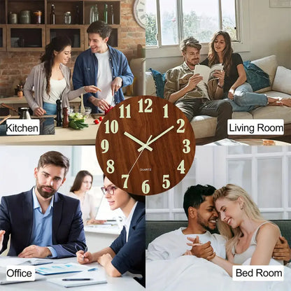 12 Inch Wooden Luminous Wall Clock