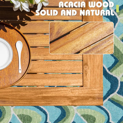5 Piece Outdoor Acacia Wood Dining Set