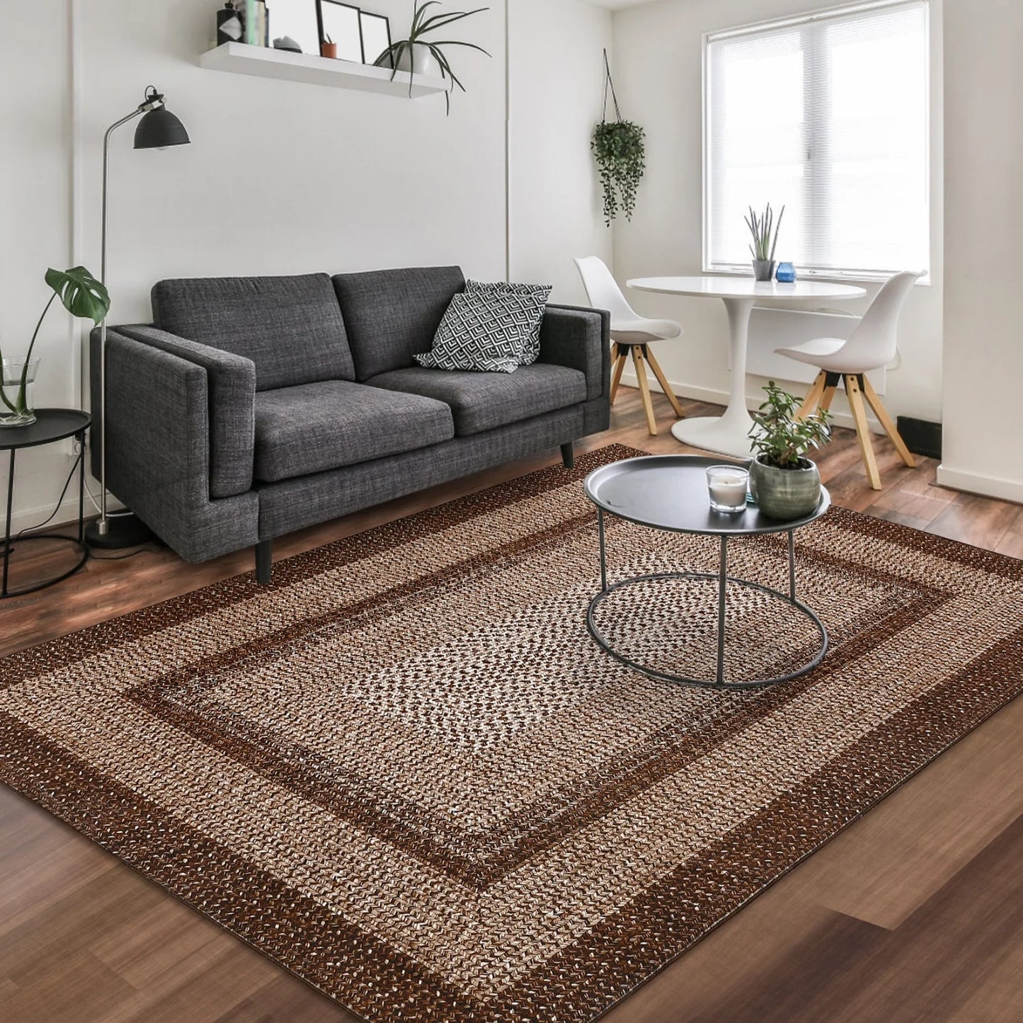 Modern Braided Print Large Non Slip Rug