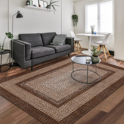 Modern Braided Print Large Non Slip Rug