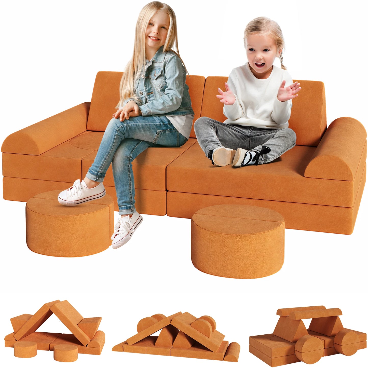Modular Kids Play Couch Convertible Foam & Floor Cushion