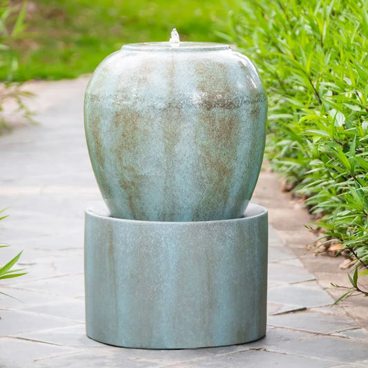 Outdoor Cement Fountain Antique Blue