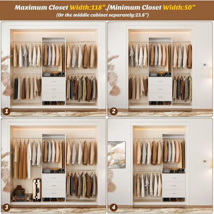Closet Organizer with 3 Wooden Drawers