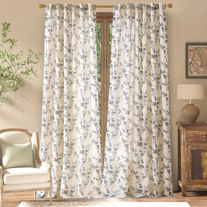 2 Panel Linen Curtains French Country Farmhouse