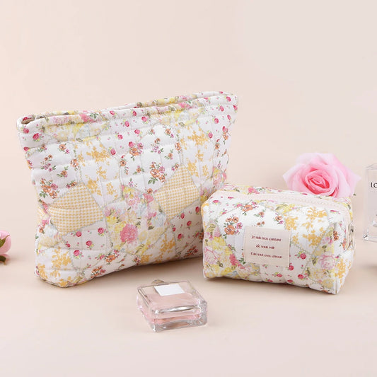 2Pcs Quilted Makeup Bag