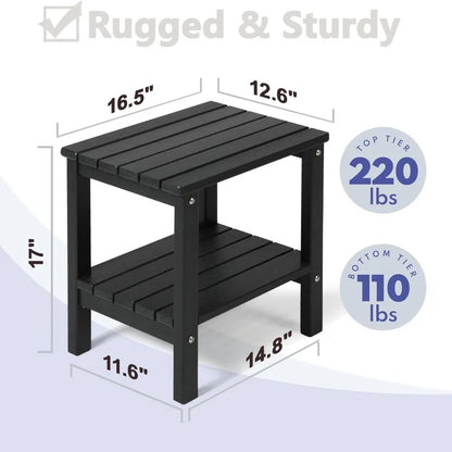 2-Tier Adirondack Square Side Table, 17" Outdoor Weather Resistant