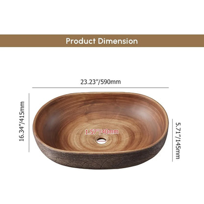 23" Oval Vessel Retro Ceramic Sink