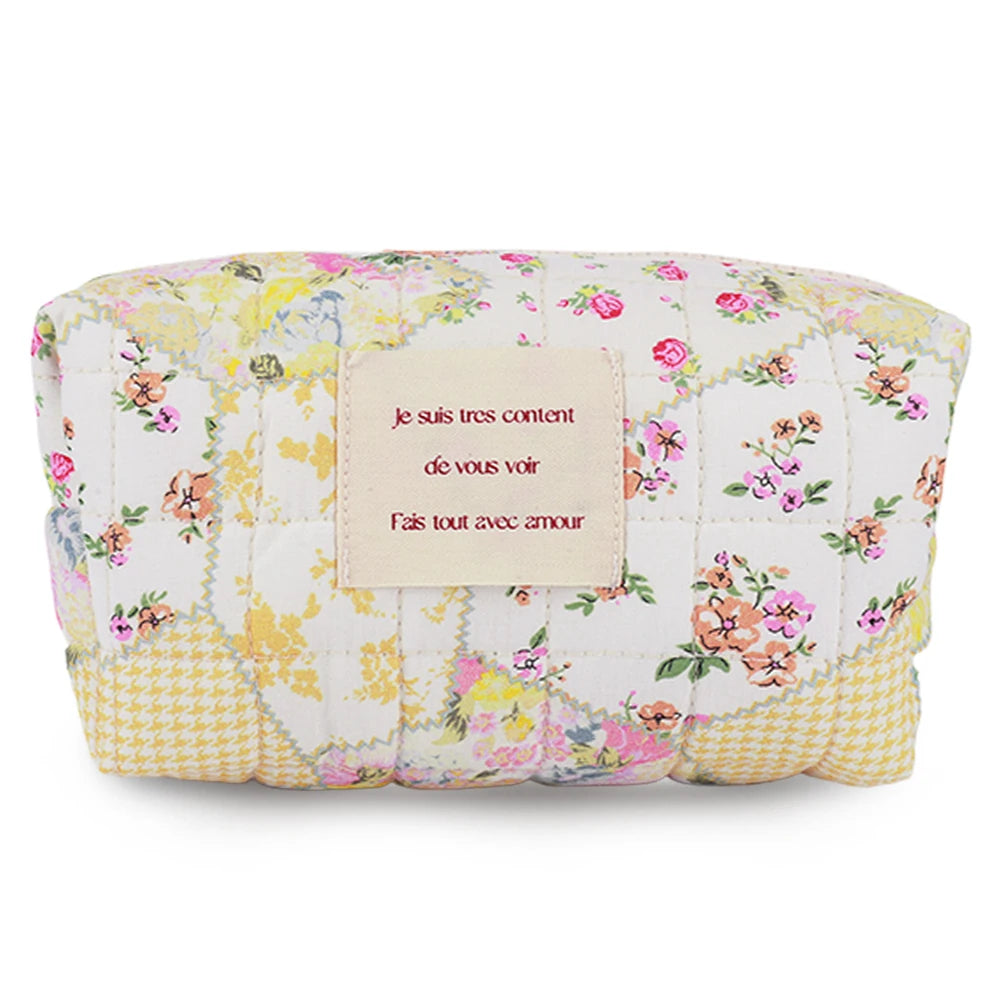 2Pcs Quilted Makeup Bag