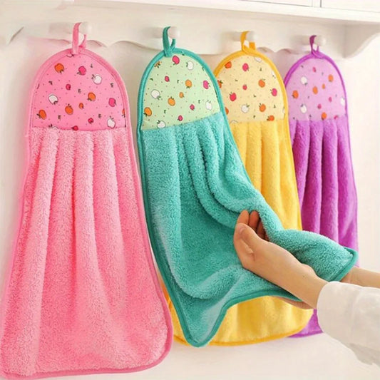 4pcs Coral Velvet Bathroom Hanging Soft Hand Towel