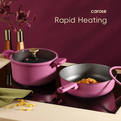 17 Pcs, Rose Pink Kitchen Cookware Set