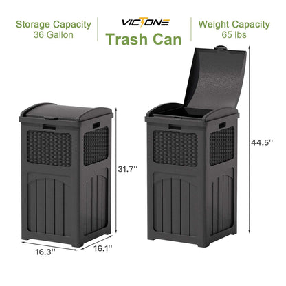 36 Gallon Hideaway Resin Outdoor Trash Can
