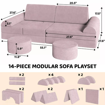 Modular Kids Play Couch Convertible Foam & Floor Cushion