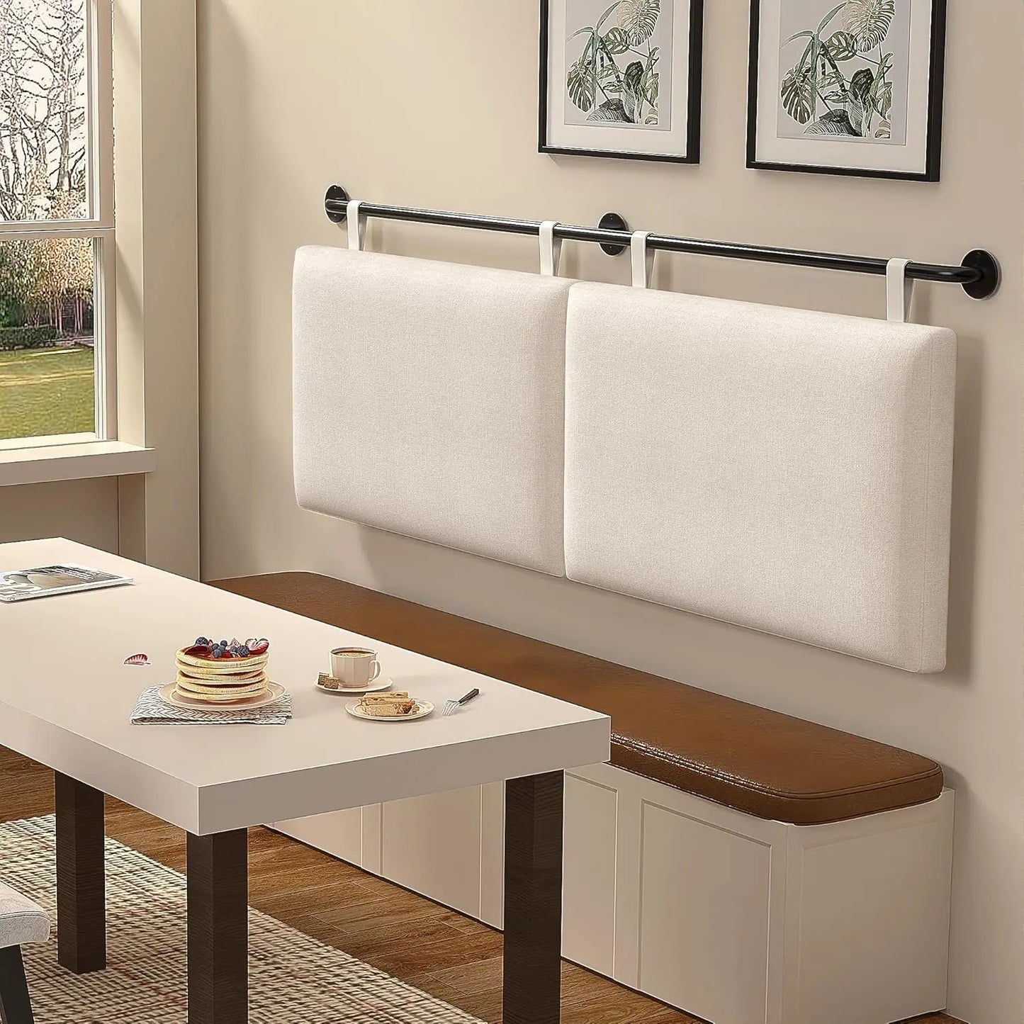 Headboard Wall Mounted Headboards for Bed with Linen Upholstery Hanging Headboard for Bedroom