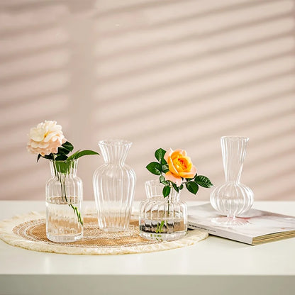 8/16 Pieces of Modern Transparent Glass Vase Set