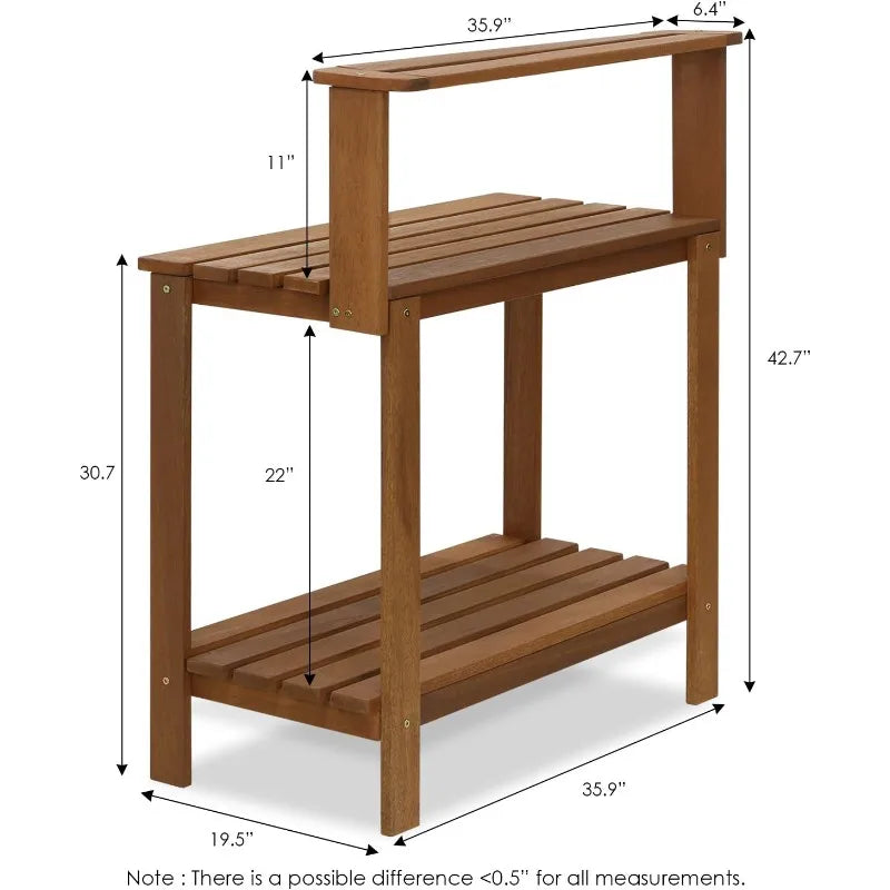 Engineered Wood Outdoor Hardwood Potting Bench, Natural