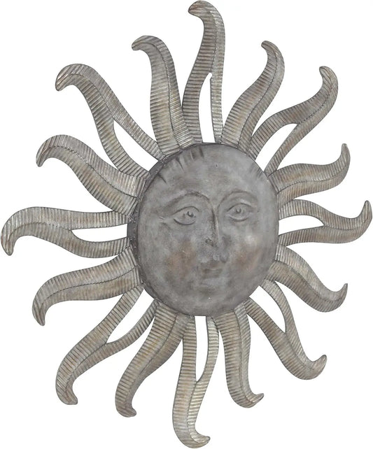 Metal Sun Home Wall Decor Indoor Outdoor Wall Sculpture, Wall Art 36" x 4" x 36", Gray