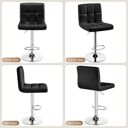 Set of 2 Adjustable PU Leather Swivel Barstools