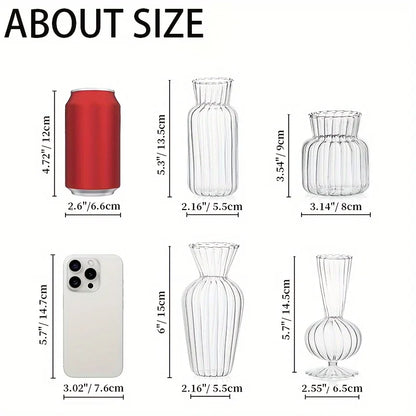 8/16 Pieces of Modern Transparent Glass Vase Set