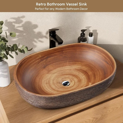 23" Oval Vessel Retro Ceramic Sink