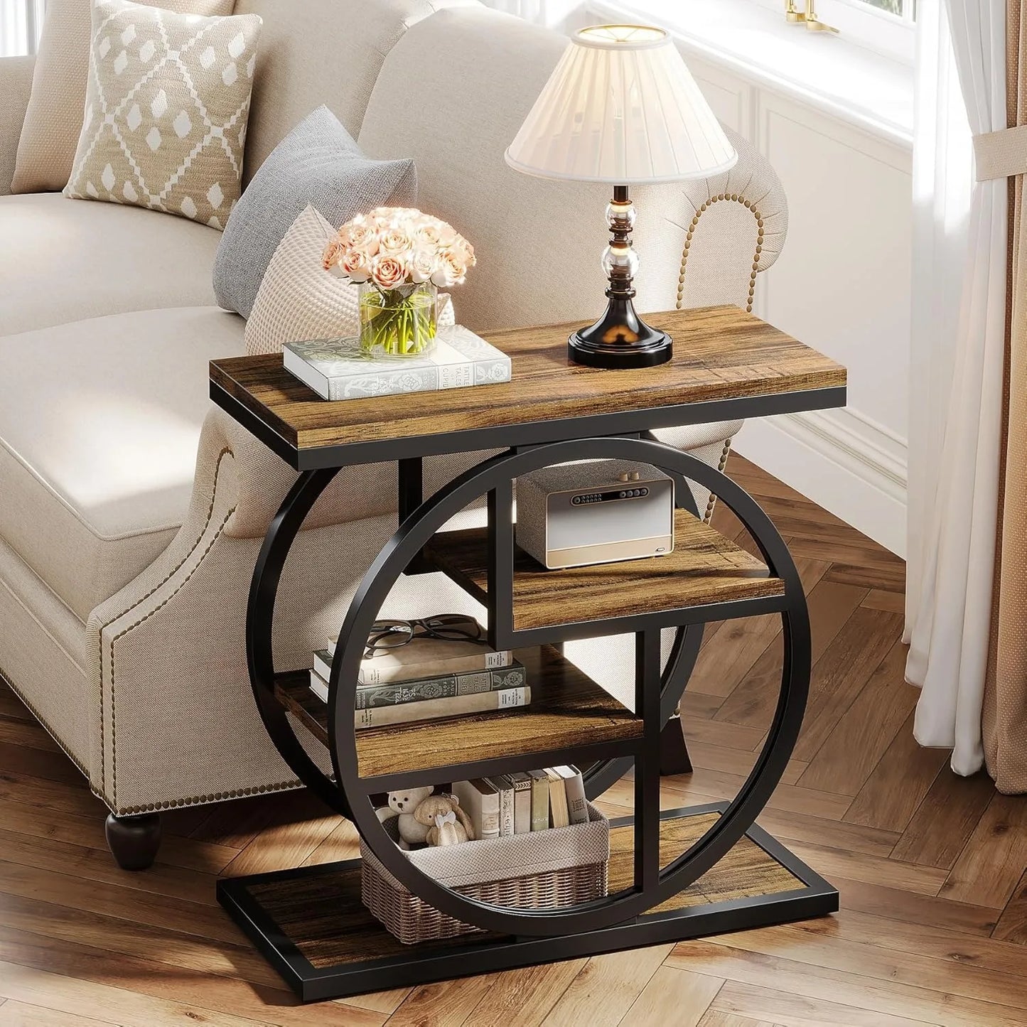 4-Tier Narrow Side Table with Storage Shelves
