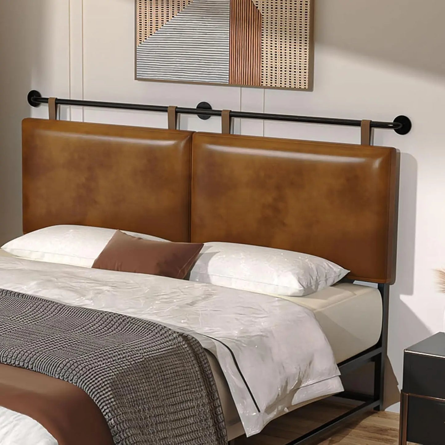 Headboard Wall Mounted Headboards for Bed with Linen Upholstery Hanging Headboard for Bedroom