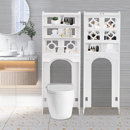 4 Tier Bathroom Over The Toilet Storage Cabinet Raised Leg Smooth Edge Large Capacity/Easy to Install