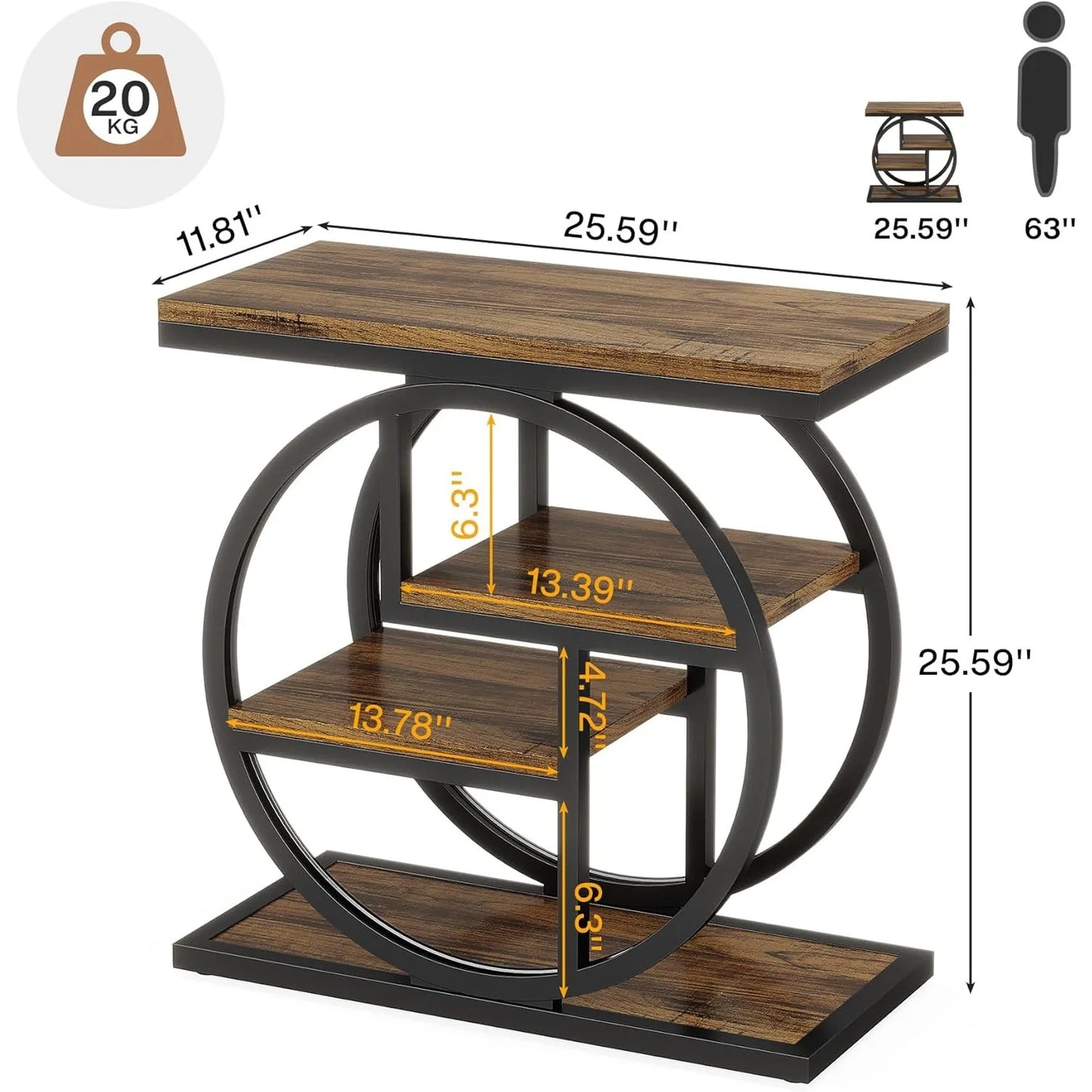 4-Tier Narrow Side Table with Storage Shelves