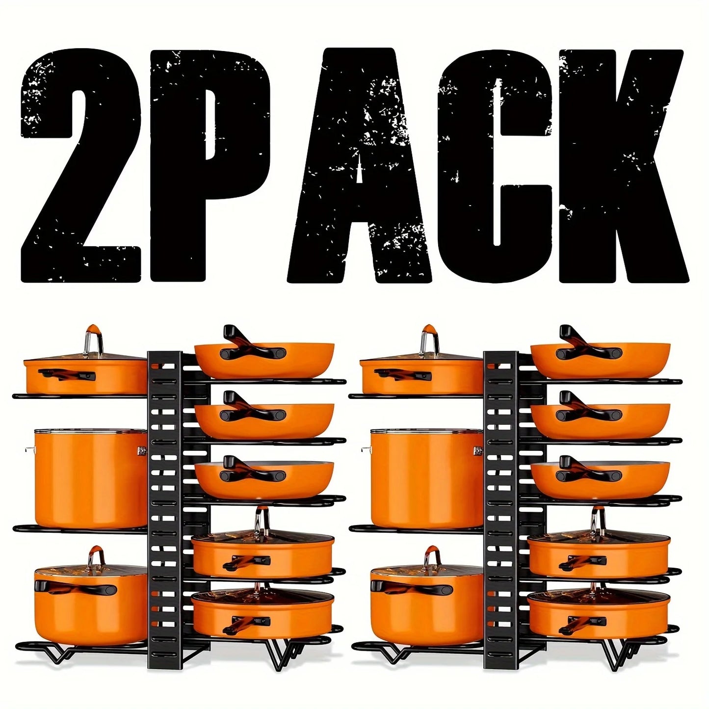 2 Pack Adjustable Pot Lid Holders & Pan Rack