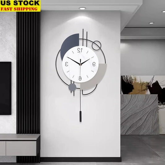 Decorative Quartz Wall Clock with Pendulum Battery Operated