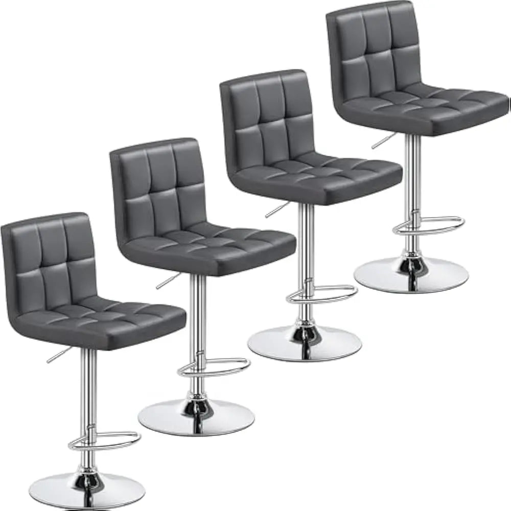 Set of 2 Adjustable PU Leather Swivel Barstools