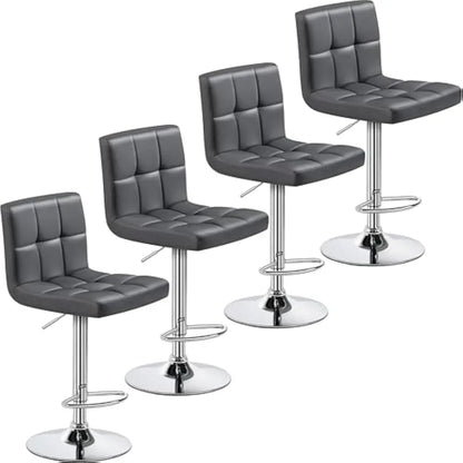 Set of 2 Adjustable PU Leather Swivel Barstools
