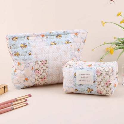 2Pcs Quilted Makeup Bag