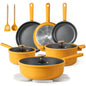 17 Pcs, Rose Pink Kitchen Cookware Set