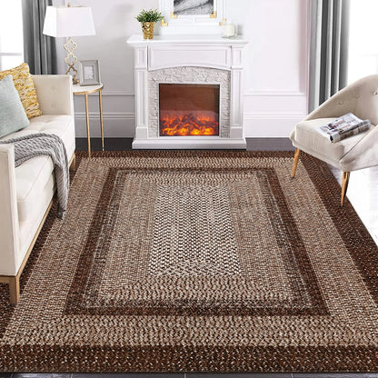 Modern Braided Print Large Non Slip Rug