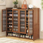 8 Tier Bamboo Shoe Storage Cabinet with Doors