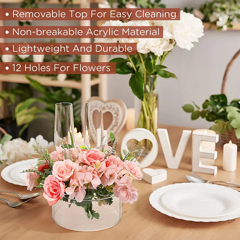 12 Hole Circular Acrylic Vase, 2.55 Inches High With Holes